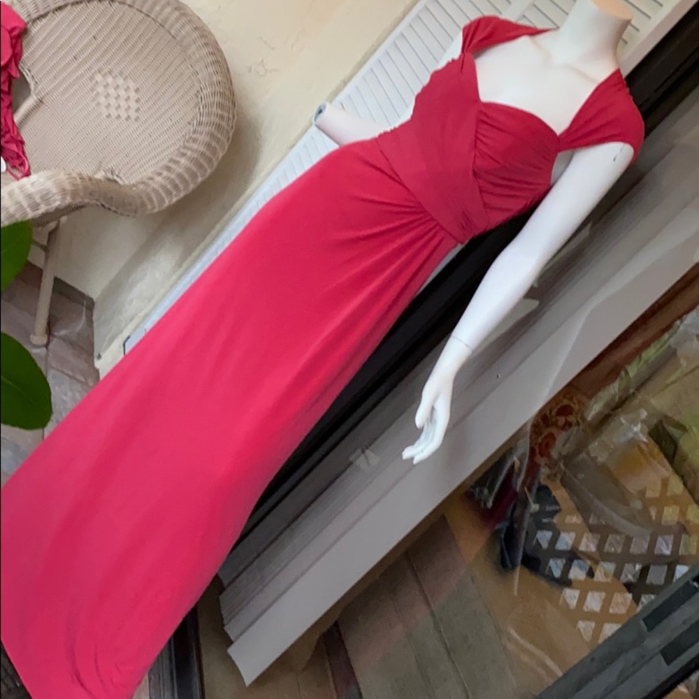 Amsale jersey full length bridesmaid dress